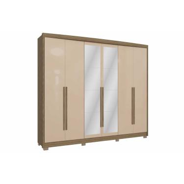 Imagem de Guarda Roupa Casal 6 Portas (2 c/ Espelho) e 6 Gavetas CB01N566 Canela - Kappesberg