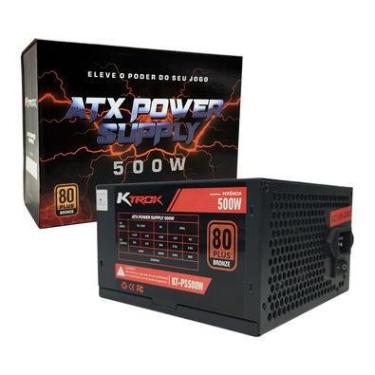 Imagem de Fonte Gamer Ktrok Power Supply, 500W, 80 Plus Bronze, PFC Ativo, Bivolt Automático, Preto - KT-PS500W