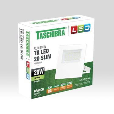 Imagem de Refletor Taschibra TR LED 20 Slim Branco Luz Verde, Luz Verde