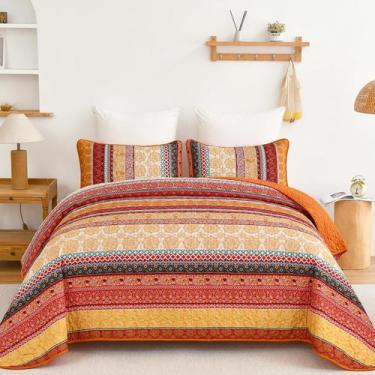 Imagem de Conjunto de edredões WONGS BEDDING Boho Stripe Queen Size 3 peças