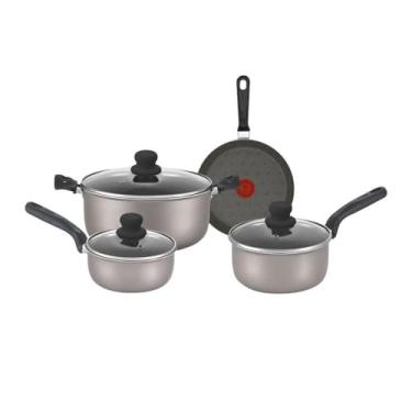 Imagem de Jogo de Panelas Antiaderente Rochedo Talent Imusa 4 Peças, Cinza, com Thermo-Sinal e Revestimento Tefal®