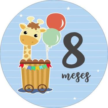 Imagem de Painel de Lona Redondo Mesversário Aniversário de 8 Meses Menino - Fab