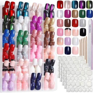 Imagem de Press on Nails Fandamei 24 cores 576 unidades de olho de gato curto