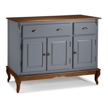 Imagem de Balcão Buffet 3 Portas 2 Gavetas 60803 Hannover Linz Móveis - Cinza/Imbuia Glazer