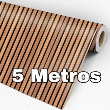 Imagem de Papel De Parede Ripado Madeira 3d Adesivo Lavável Prova D'água Quarto 