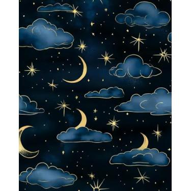 Imagem de XRUIBZI Cloudy Starry Night Papel de parede de papel de parede vintage folha verde de contato mural de parede floral escuro vinil doméstico impermeável autoadesivo removível para locatário papel de