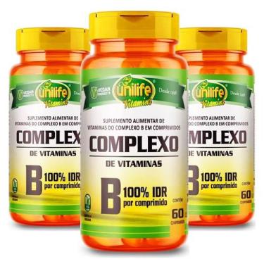 Imagem de KIT 3 VITAMINAS COMPLEXO B - 60 Comp de 500mg UNILIFE