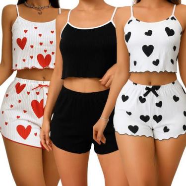 Imagem de Kit 3 Conjunto Pijama Feminino Sex Baby Dool Feminino Short Doll Canel