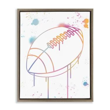 Imagem de Stupell Industries Arte de parede em tela flutuante emoldurada marrom grafite futebol gotejamento, design por Marcus Prime, 21 x 17