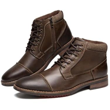 Imagem de Arkbird Bota social masculina, couro legítimo, clássica, casual, tornozeleira com zíper lateral, Café fosco (889), 40