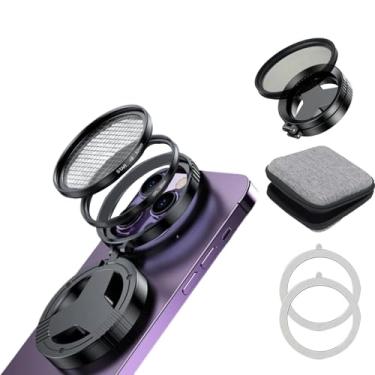 Imagem de Filtro CPL magnético para iPhone – Filtro polarizador CPL giratório expansível de 52 mm, antirreflexo, reduz reflexos, lente de filtro de telefone dobrável compatível com iPhone 11/12/13/14/15/16/17