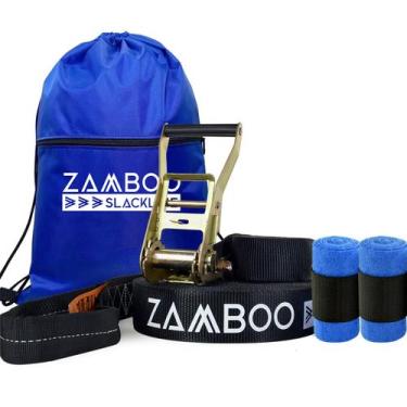 Imagem de Slackline Zamboo StartLine 15m Preto Com Catraca Reforçada Protetores 