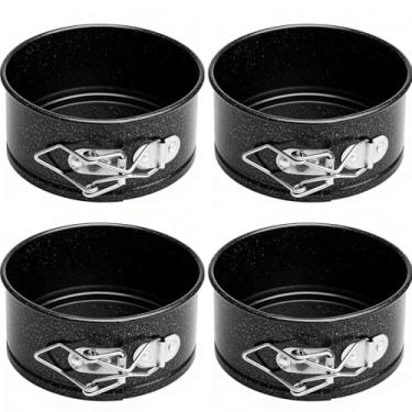 Imagem de BakeMviert Conjunto de mini formas Springform de 10 cm – Forma de Cheesecake antiaderente pequena de 4 peças para mini cheesecakes, pizzas e quiches