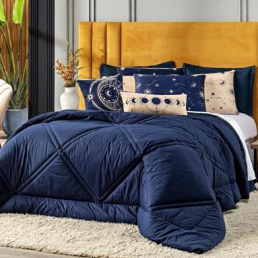 Imagem de Kit Edredom Constelações Azul Marinho com Almofadas CASAL 07 Peças - D
