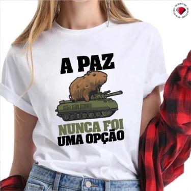 Imagem de Camiseta Capivara a Paz Nunca foi Opção - Mina Store, Branco, G2