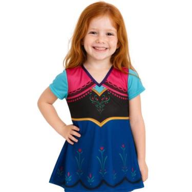 Imagem de Fantasia Infantil Menina Frozen Anna - Genérica, Azul, Preto, Pink, PP