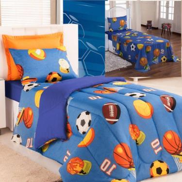 Imagem de Kit Coordenado Edredom Com Lençol Solteiro Alegria - Azul
