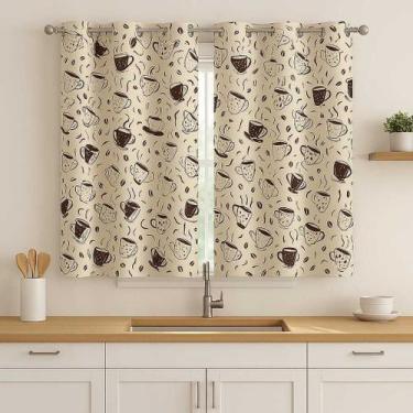 Imagem de Cortina Cozinha Home Oxford Estampada 2,40m x 1,40m Decorativa sala qu