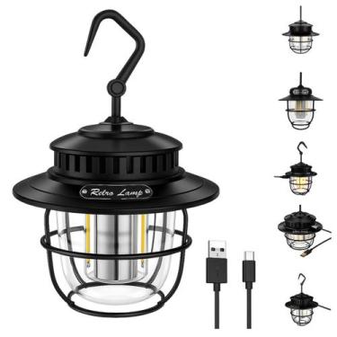 Imagem de Luminária Retrô Pendente LED Recarregável Portátil Para Varanda Quarto