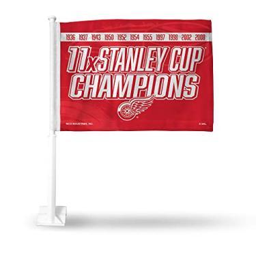 Imagem de Rico Industries NHL Detroit Red Wings Bandeira de carro dupla face dupla face - 40,64 cm x 48,26 cm - Poste forte que prende no carro/caminhão/automóvel