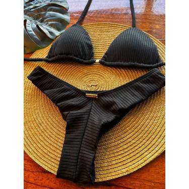Imagem de Biquini Cortininha Triangulo Modelador Canelado Com Bojo Aro Inteiro C