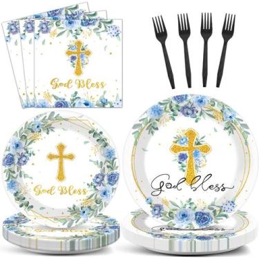 Imagem de Conjunto de talheres Naozinebi God Bless Baptism First Comunion