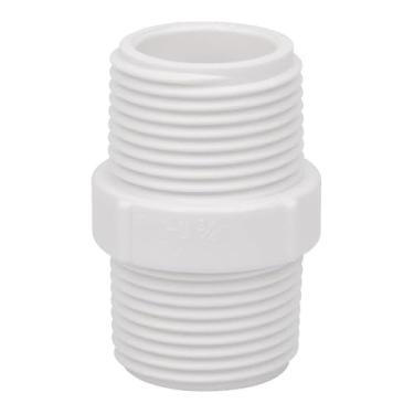 Imagem de Bico sextavado de PVC de 3/10.2 cm, conector de encaixe de tubulação de acoplamento de rosca macho SCH 40 NPT - branco 1 peça