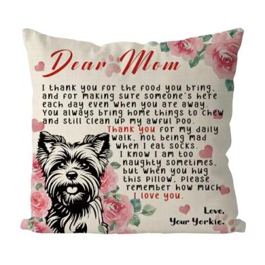 Imagem de Tian Zhun Yorkie Mom Gifts Capas de travesseiro 45,7 x 45,7 cm Best Yorkie Mom Fronha de almofada para decoração de sofá de casa para decoração de sofá de casa
