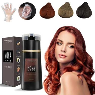 Imagem de Shampoo de tintura de cabelo Nova Hair 3 em 1 200mL para homens e mulh
