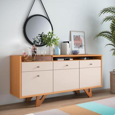 Imagem de Buffet Aparador Decorativo Noeli Com Bandeja Lateral Cinamomo/off White G26 - Gran Belo