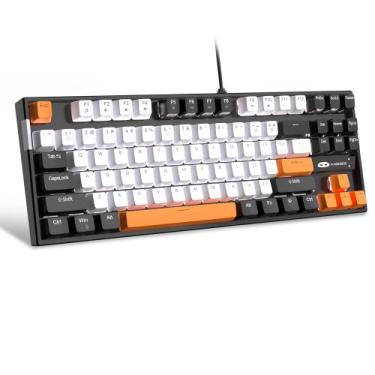 Imagem de Teclado mecânico para jogos MageGee 75% TKL branco/preto