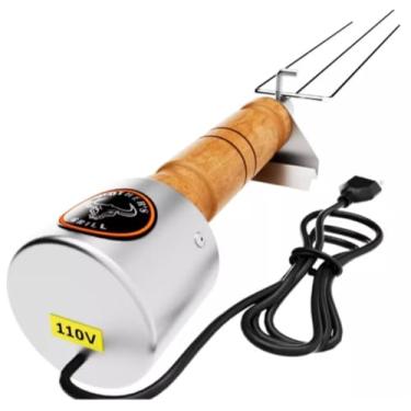 Imagem de Espeto Giratório Elétrico para Churrasco Brothers Grill 110V ou 220V – Motor Automático, Cabo de Madeira e Corpo em Inox – Ideal para Churrasqueiras e Carnes Assadas