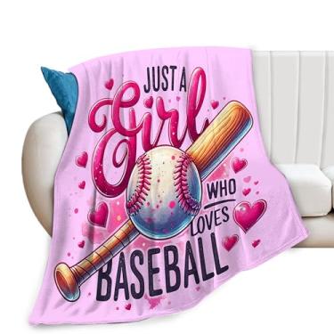 Imagem de SweetFox Just A Girl Who Loves Cobertor de beisebol, decoração esportiva de beisebol, cobertor para meninas, meninos, amantes, super quente, macio, flanela, cobertores para crianças, adultos, homens