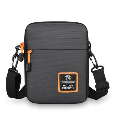 Imagem de Bolsa tiracolo masculina mini bolsa de ombro versátil alças ajustáveis na moda para viagens ao ar livre, Cinza, Bolsa tiracolo moderna