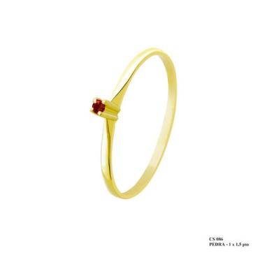 Imagem de Solitário Minimalista Ponto de Luz Rubi 1,5mm em Ouro 18k - JoiaUnica