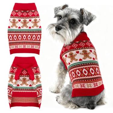 Imagem de BAOBICUTE Suéteres de Natal para cães pequenos, médios, grandes, meninas, meninos, malha de gola rolê, suéter duplo para cães, roupas de inverno, grosso, quente, para animais de estimação, estampa de