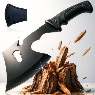 Imagem de Machado Tático Multifuncional Abridor de Latas e Chave de Boca integradas com Bainha – Ideal para Camping, Sobrevivência, Aventuras ao Ar Livre, Corte de Madeira, Caça e Pesca