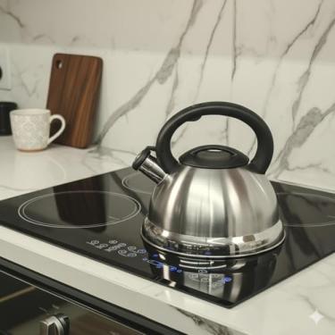 Imagem de Chaleira Inox Prata para Indução, Rápida, Durável e com Apito Sonoro de Segurança