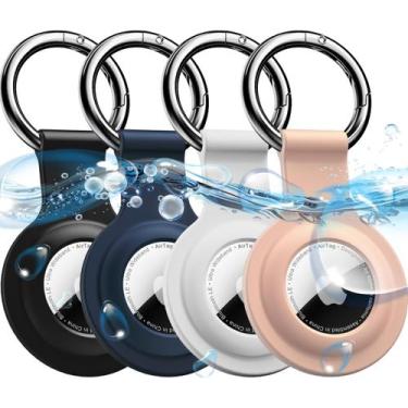 Imagem de Capa de silicone AirTag Holder R-fun com chaveiro pacote com 4