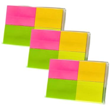 Imagem de 12x Bloco Auto Adesivo Neon Coloridos 38x50 Mm 600 Folhas - 12 Blocos Adesivos Notas Recado Estudo Escritório Escolar Postit