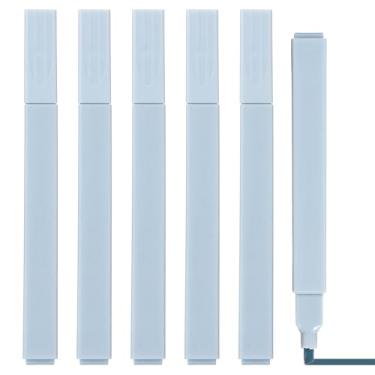 Imagem de PATIKIL Marcador estético, pacote com 6 canetas marcadoras de ponta larga à base de água, quadradas, coloridas, materiais de estudo para escritório, diário, uso doméstico, azul claro