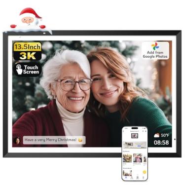 Imagem de NexFoto Porta-Retratos Digital Touchscreen 3K De 13,5" E 64 Gb, Com Wi-Fi, Sincroniza O Google Fotos, Modo Presente Ao Desembalar, Fácil Compartilhar Fotos/Vídeos/Usb/Micro Sd, Presentes Para A Mãe,