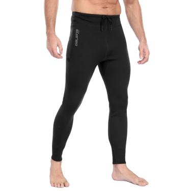 Imagem de GoldFin Calça masculina de neoprene com cordão ajustável de 2 mm, parte inferior, flutuabilidade, natação, surf, snorkeling, caiaque, mergulho, preto, grande