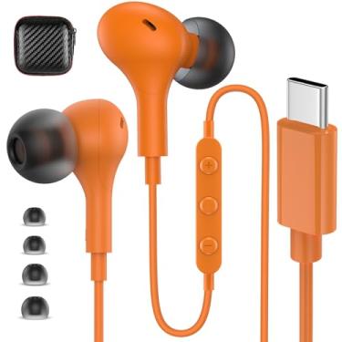 Imagem de Fones de ouvido USB C com fio para iPhone 17 16 Pro Max Plus 15 Samsung S25 S24 Ultra S23 FE A16 A17 fones de ouvido com fio, fones de ouvido tipo C com microfone e isolamento de ruído para iPad Air