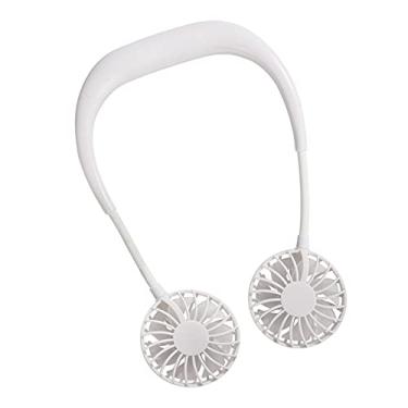 Imagem de Ventilador portátil mãos-livres faixa de pescoço mãos-livres pendurado USB recarregável ventilador duplo mini ar condicionado ventilador refrigerador para ambiente