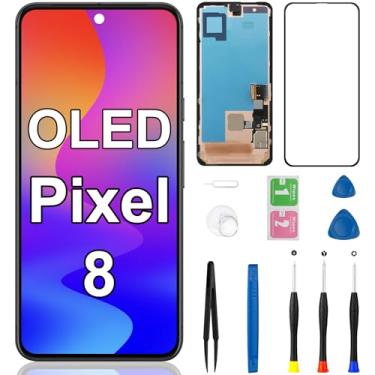 Imagem de Substituição de tela OLED para Google Pixel 8 5G com moldura LCD sensível ao toque, digitalizador com kit de ferramentas de reparo para GKWS6 G9BQD GA048551-US 6,2 polegadas (suporte a impressão