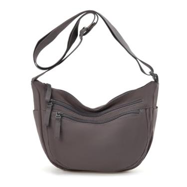 Imagem de Bolsa tiracolo pequena crescente para mulheres, bolsa de mão Hobo moderna, linda bolsa de ombro casual, Cinza
