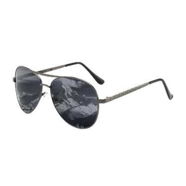 Imagem de Óculos de sol polarizados para homens e mulheres clássico aviador para dirigir, pescar, golfe, óculos de sol metálicos, Cinza