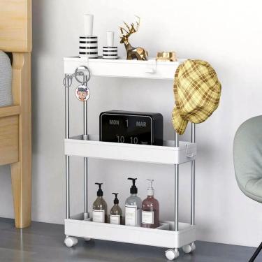 Imagem de Prateleira Multiuso 3 Andares Com Rodinhas Organize Com Facilidade Branca