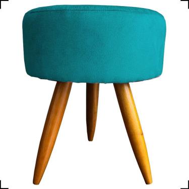 Imagem de Puff Redondo Suede Cores Pé Palito 25cm Castanho - Azul-turquesa, Suede
